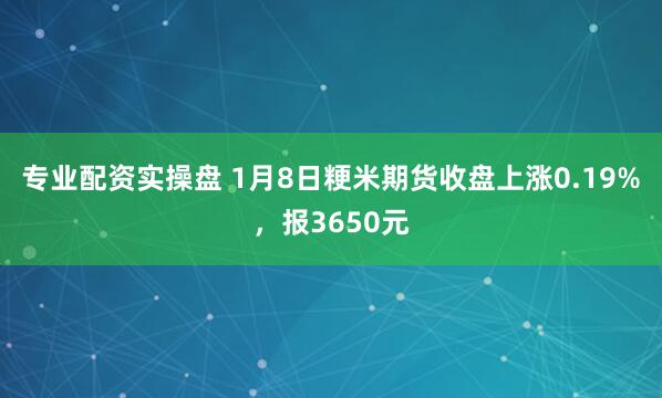 专业配资实操盘 1月8日粳米期货收盘上涨0.19%，报3650元